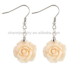 Pendientes de flor rosa de la manera Pendiente de flor blanca coralina FE-002 de la flor de Rose